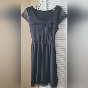 Elegant Black Lace Trim Dress